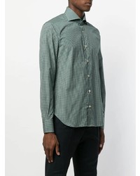 Chemise à manches longues à carreaux verte Kiton