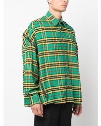 Chemise à manches longues à carreaux verte Facetasm