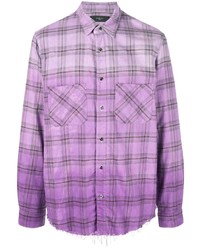 Chemise à manches longues à carreaux violet clair Amiri