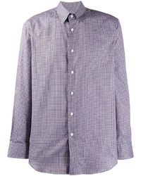 Chemise à manches longues à carreaux violet clair Brioni