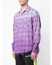 Chemise à manches longues à carreaux violet clair Amiri