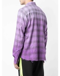 Chemise à manches longues à carreaux violet clair Amiri