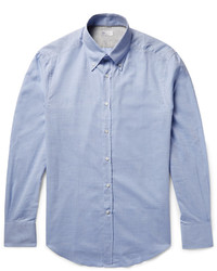 Chemise à manches longues à chevrons bleu clair Brunello Cucinelli