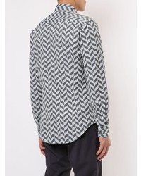 Chemise à manches longues à chevrons grise Giorgio Armani