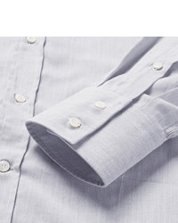 Chemise à manches longues à chevrons grise Brunello Cucinelli