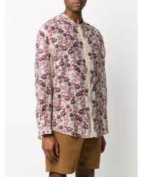 Chemise à manches longues à fleurs beige DSQUARED2