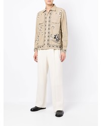 Chemise à manches longues à fleurs beige Bode