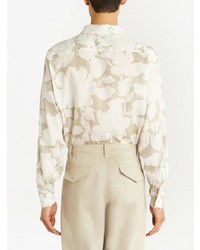 Chemise à manches longues à fleurs beige Etro