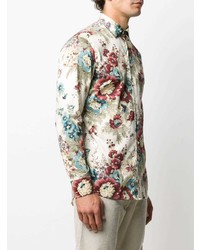 Chemise à manches longues à fleurs beige Etro