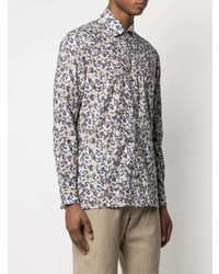 Chemise à manches longues à fleurs beige Kiton