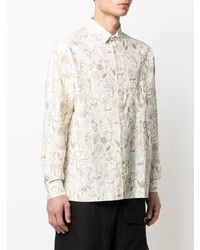 Chemise à manches longues à fleurs beige Jacquemus