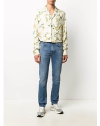 Chemise à manches longues à fleurs beige Acne Studios