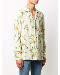 Chemise à manches longues à fleurs beige Acne Studios