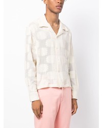 Chemise à manches longues à fleurs beige Bode