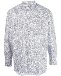 Chemise à manches longues à fleurs blanc et bleu marine agnès b.
