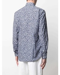 Chemise à manches longues à fleurs blanc et bleu marine BOSS HUGO BOSS