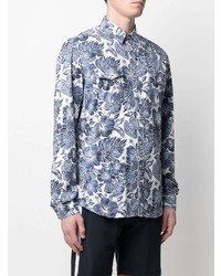 Chemise à manches longues à fleurs blanc et bleu marine Hydrogen