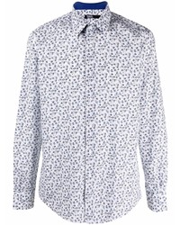 Chemise à manches longues à fleurs blanc et bleu marine Karl Lagerfeld
