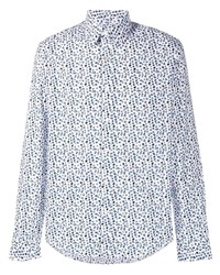 Chemise à manches longues à fleurs blanc et bleu marine Michael Kors
