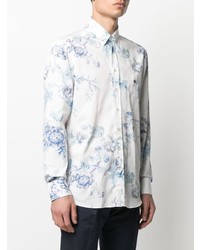 Chemise à manches longues à fleurs blanc et bleu Etro