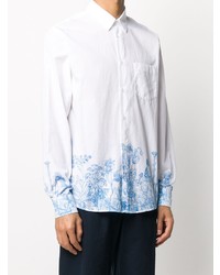 Chemise à manches longues à fleurs blanc et bleu Soulland