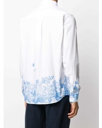 Chemise à manches longues à fleurs blanc et bleu Soulland