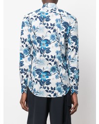 Chemise à manches longues à fleurs blanc et bleu Etro