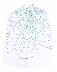 Chemise à manches longues à fleurs blanc et bleu Marni