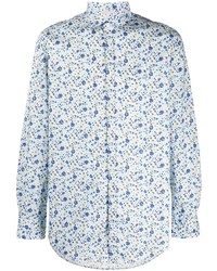 Chemise à manches longues à fleurs blanc et bleu Massimo Alba