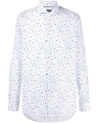 Chemise à manches longues à fleurs blanc et bleu Orian