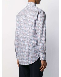 Chemise à manches longues à fleurs blanc et bleu Etro