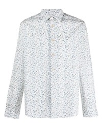 Chemise à manches longues à fleurs blanc et bleu Paul Smith