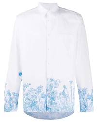 Chemise à manches longues à fleurs blanc et bleu Soulland