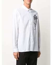 Chemise à manches longues à fleurs blanche et noire Ann Demeulemeester