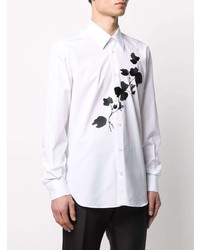 Chemise à manches longues à fleurs blanche et noire Alexander McQueen