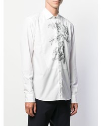 Chemise à manches longues à fleurs blanche et noire Etro