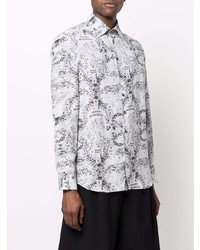 Chemise à manches longues à fleurs blanche et noire Etro