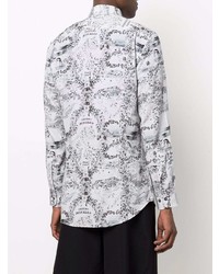 Chemise à manches longues à fleurs blanche et noire Etro