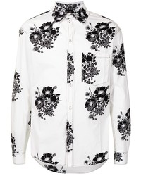 Chemise à manches longues à fleurs blanche et noire N°21