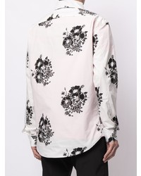 Chemise à manches longues à fleurs blanche et noire N°21