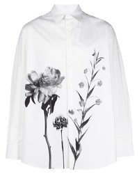 Chemise à manches longues à fleurs blanche et noire Valentino