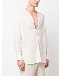 Chemise à manches longues à fleurs blanche Etro