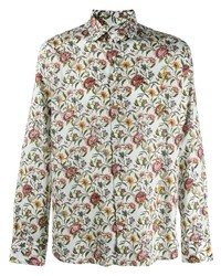 Chemise à manches longues à fleurs blanche Etro