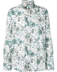 Chemise à manches longues à fleurs blanche Etro