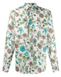 Chemise à manches longues à fleurs blanche Etro