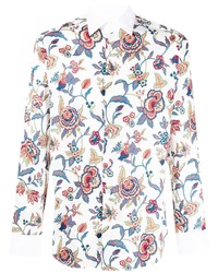 Chemise à manches longues à fleurs blanche Etro