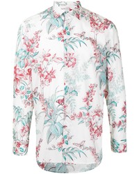 Chemise à manches longues à fleurs blanche Etro