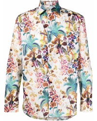 Chemise à manches longues à fleurs blanche Etro