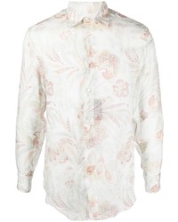 Chemise à manches longues à fleurs blanche Etro
