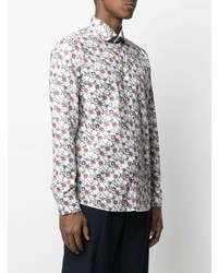 Chemise à manches longues à fleurs blanche Eton